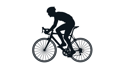 Naklejka premium Man Riding a Bicycle Silhouette Sports.