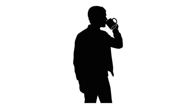 Man drinking from a bottle silhouette.