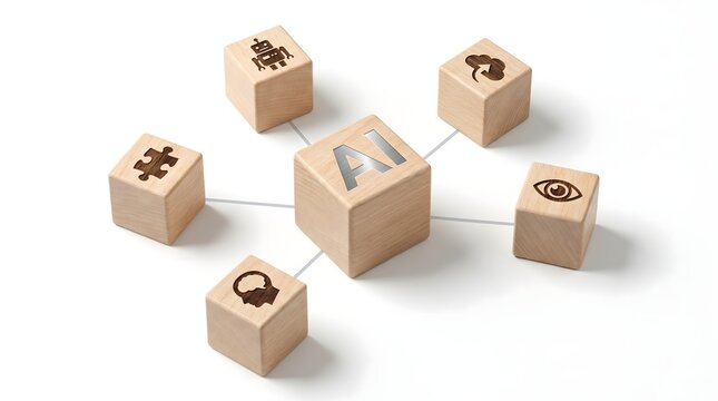 Ai artificial intelligence network hub connecting concept with various icons.