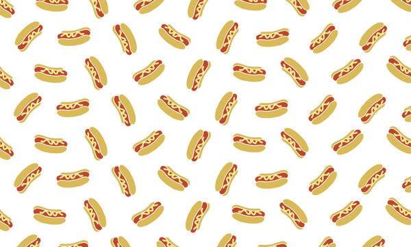 Doodle Hotdog seamless pattern.  Seamless pattern of hotdog Handdraw. illustration background Hotdog food pattern background