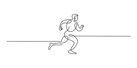 Fototapeta premium Continuous one line drawing of a running man