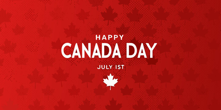 happy canada day greeting card with maple leaf pattern