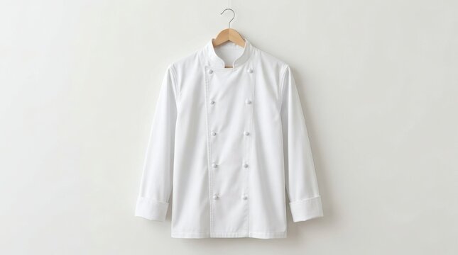Blank White Chef Jacket Mockup Double-Breasted Design Premium Culinary Apparel Photography Isolated Background
