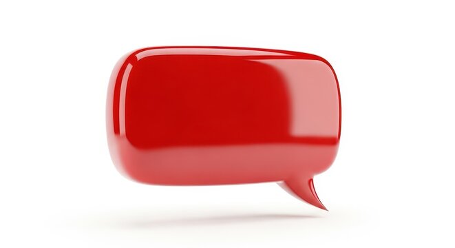 Glossy Red 3D Speech Bubble Isolated on White Background for Communication and Social Media Concepts
