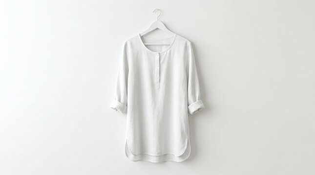 White Kimono-Style Robe Mockup Neatly Arranged Flat Lay Luxury Fabric Texture Soft Shadows
