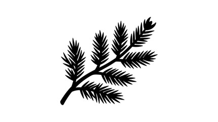 Pine branch silhouette captures the delicate texture of evergreen needles on a simple twig. © yanto