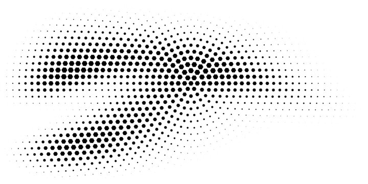 Black seamless hexagon texture. Repeated honeycomb pattern background. Geometric hexagonal halftone tech overlay backdrop. eps 10