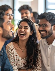 Fototapeta premium Diverse group of young adults laughing.