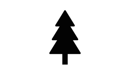 Fototapeta premium Pine tree silhouette stands as a solid black shape representing evergreen forest vegetation in a minimalist graphical style.