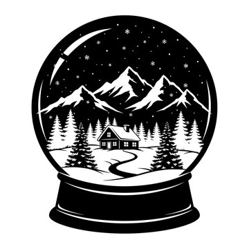 Snow Globe Winter Scene House.