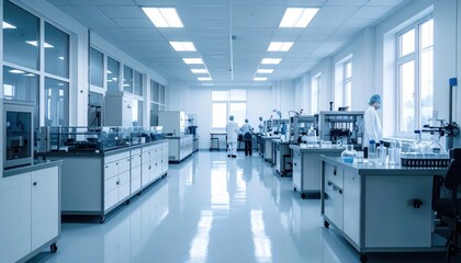 Fototapeta premium Modern Scientific Laboratory with Researchers Working.