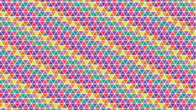 Colorful geometric seamless pattern of rainbow triangles background