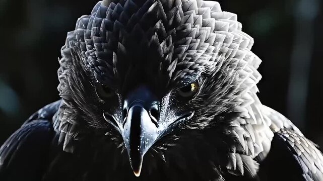 A close-up portrait of a majestic wild vulture and a fierce eagle raptor showcasing their sharp beaks and powerful feathers in nature videos