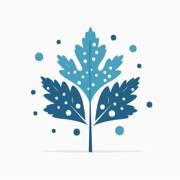 Stylized Blue Leaf with Dots