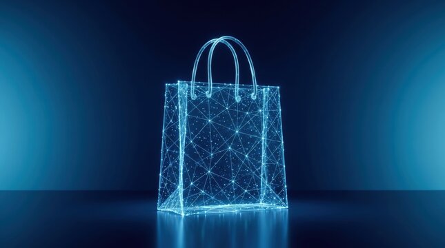 Digital wireframe shopping bag concept