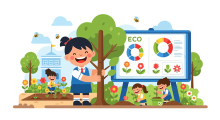 Obraz premium Children Learning Eco-Friendly Gardening Activities