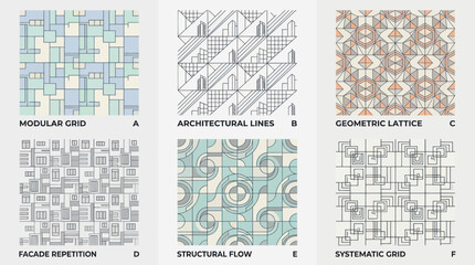Architectural Patterns: Modular Grid, Geometric Lattice, Facade Repetition, Structural Flow © Biru