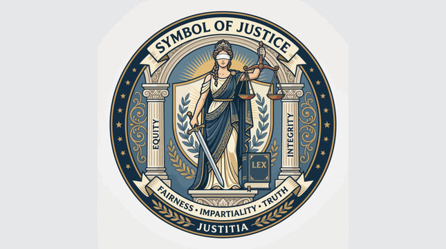 The symbol of justice seal logo.