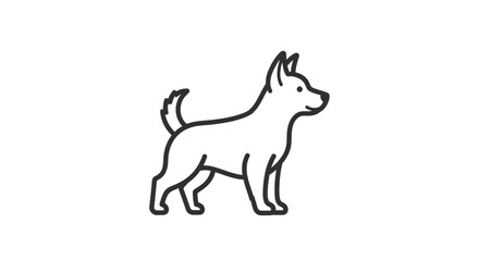 Fototapeta premium Minimalist dog illustration black and white outline for design and branding