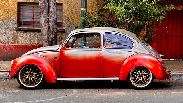 Customized Volkswagen Beetle Parked on Residential Street (Mexico City, CDMX, Mexico &ndash; May 31, 2026)