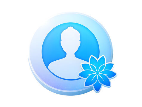 Abstract User Profile Icon with Blue Lotus Flower Overlay for Wellness and Technology