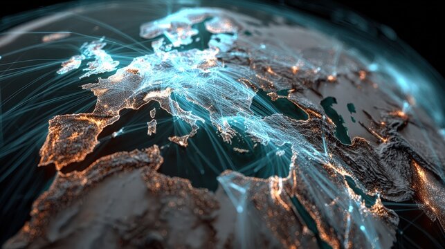 Abstract digital sovereignty visualization with secure national data territories