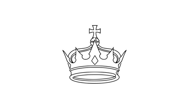Royal Crown Icon Outline, Symbol of Power, Royalty, and Authority