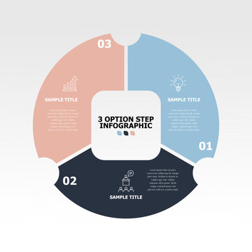 Vector circle chart infographic template with 3 option step for cycle diagram, graph, web design. Business concept with 3 steps or options. vector editable
