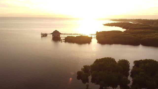 sunset drone shot