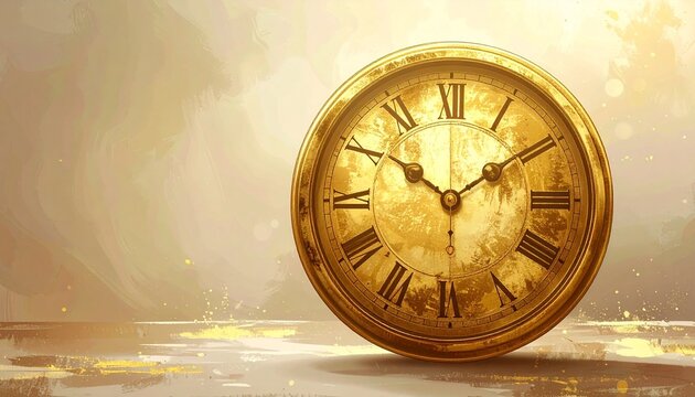 Vintage gold clock face with Roman numerals