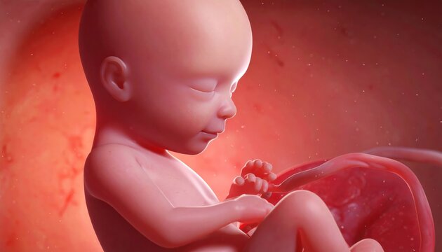Human Fetus Development 3D Illustration - Gestation Week 16