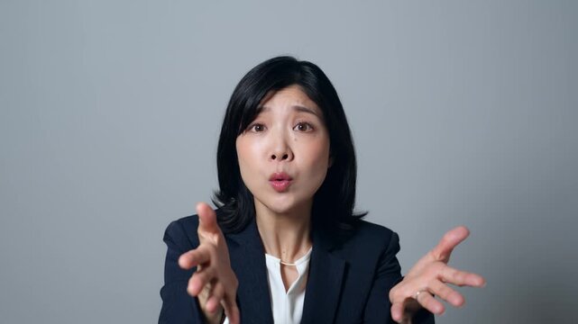 怒って訴える女性