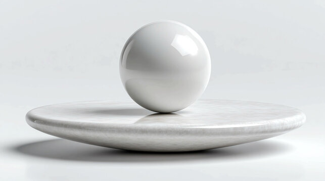 Tiny sphere rolling on floating plane isolated on white background, symbolizing motion, guidance, planning, opportunity, challenge, balance, progress, and conceptual metaphor