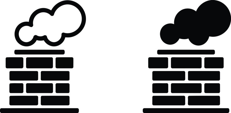 Industrial chimney smoke icons