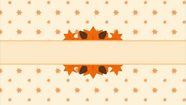 Autumn Maple Leaves and Pine Cones Flat Illustration Horizontal Banner for Seasonal Greeting and Thanksgiving Background