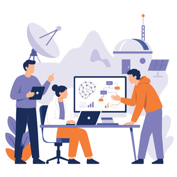 Team collaborating on AI driven data security dashboard.