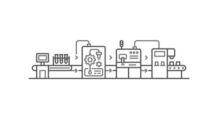 Obraz premium Automated laboratory pharmaceutical production line icon