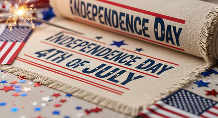 Fototapeta premium Independence Day Celebration, American Flag & Festive Table