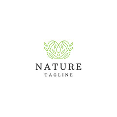 Fototapeta premium Nature leaf love line art logo design template