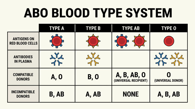 Blood Type Chart ABO System Infographic Design