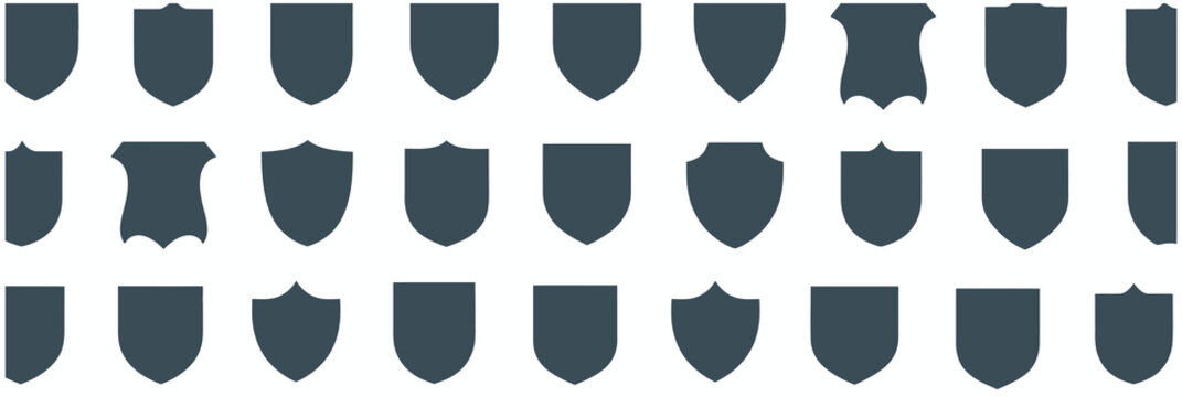 Assorted heraldic shield shapes and emblem silhouettes for professional graphic design
