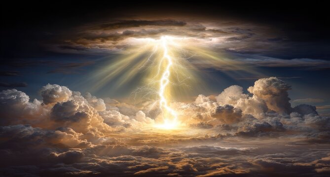 Powerful lightning bolt erupts from clouds