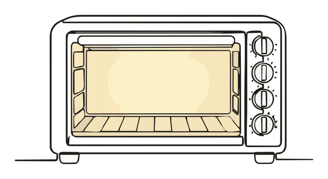 Countertop toaster oven top view minimalist line art. Generative AI