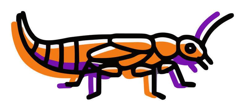 Glowing earwig side view vector illustration. Generative AI