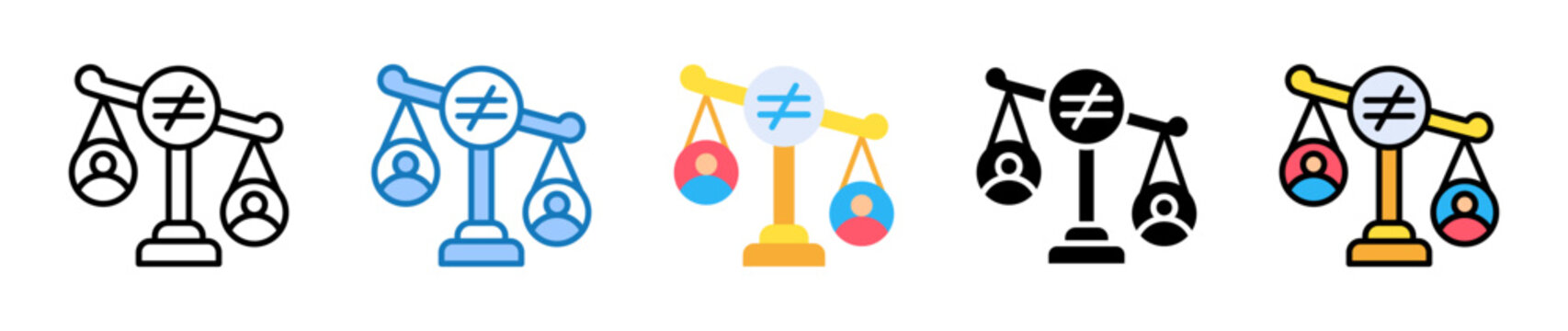 Inequality multiple style icons set design vector illustration. 