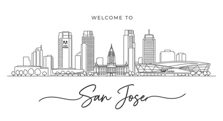 Fototapeta premium San Jose Skyline Illustration: Modern Cityscape Art