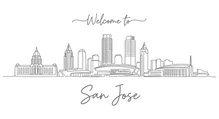 Obraz premium San Jose Skyline Illustration: Welcome to Cityscape Art on White