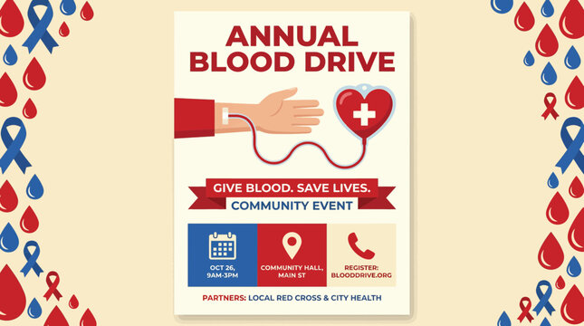 Annual Blood Drive Event Flyer Template Design