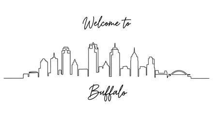 Obraz premium Welcome to Buffalo Skyline - Minimalist Line Art Cityscape