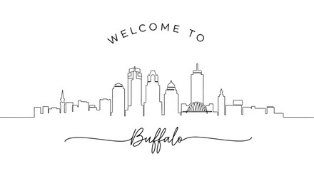 Fototapeta premium Welcome To Buffalo Skyline Line Art - Minimalist Cityscape Vector